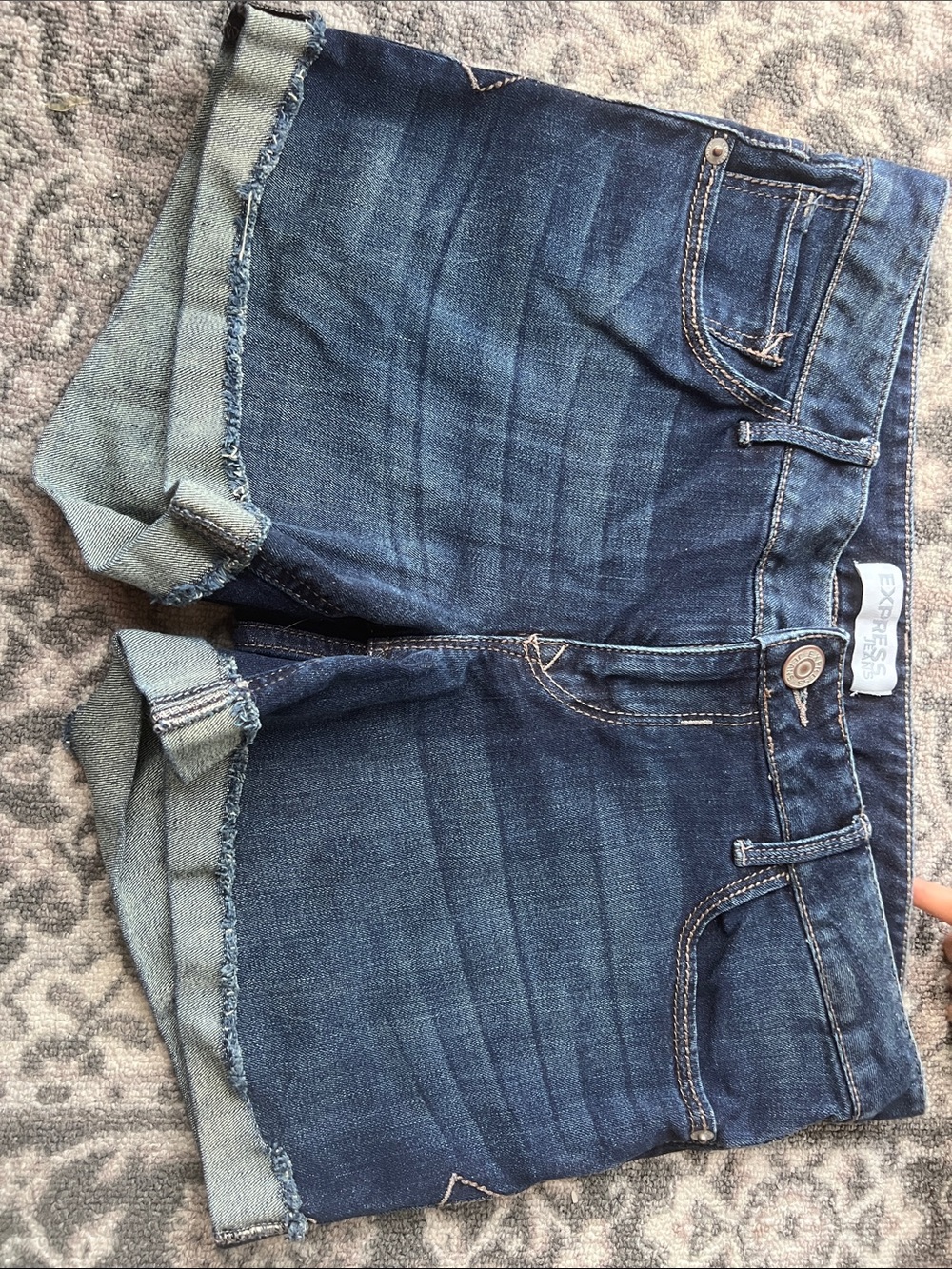 Express Women’s Dark Indigo Rolled Hem Denim Shorts